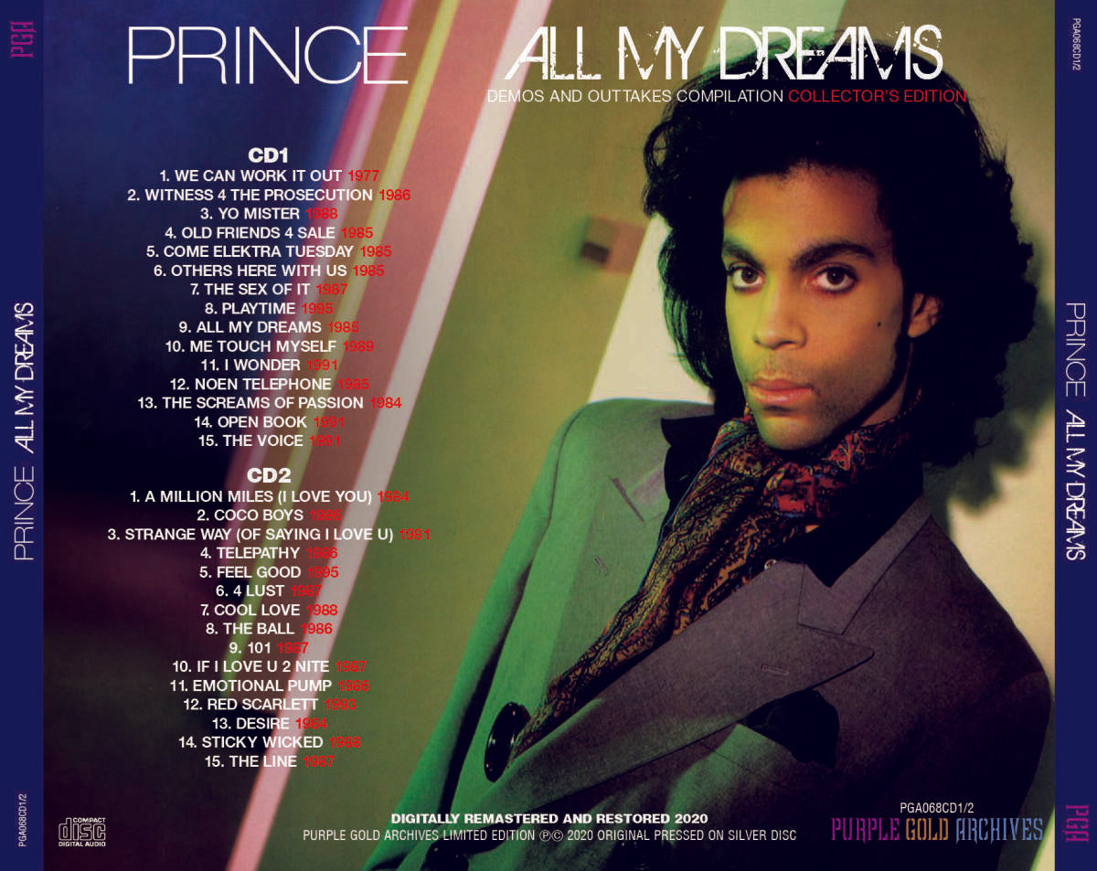 Prince All My Dreams Demos And Outtakes Compilation 2CD PURPLE GOLD ARCHIVES