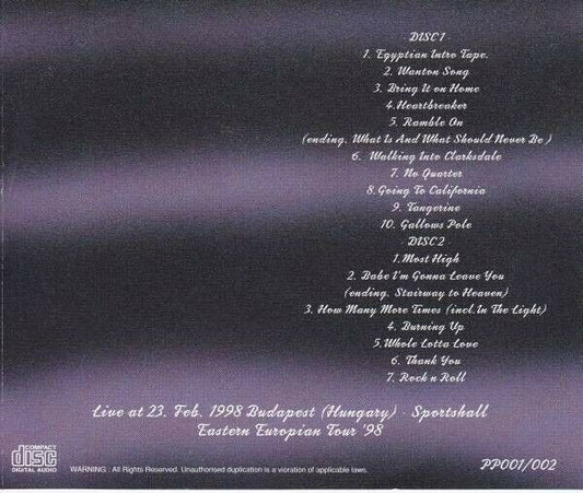 JIMMY PAGE & ROBERT PLANT / Walking Into Budapest 1998 2CD 17 Tracks