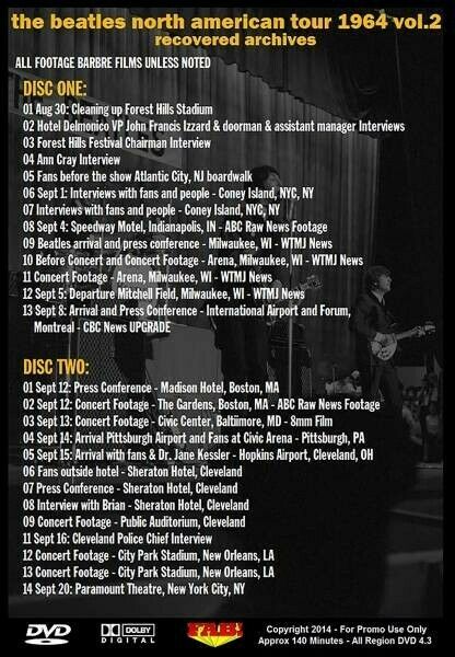 The Beatles North American Tour 1964 Vol 2 Recovered Archives 1DVDR 27 Tracks