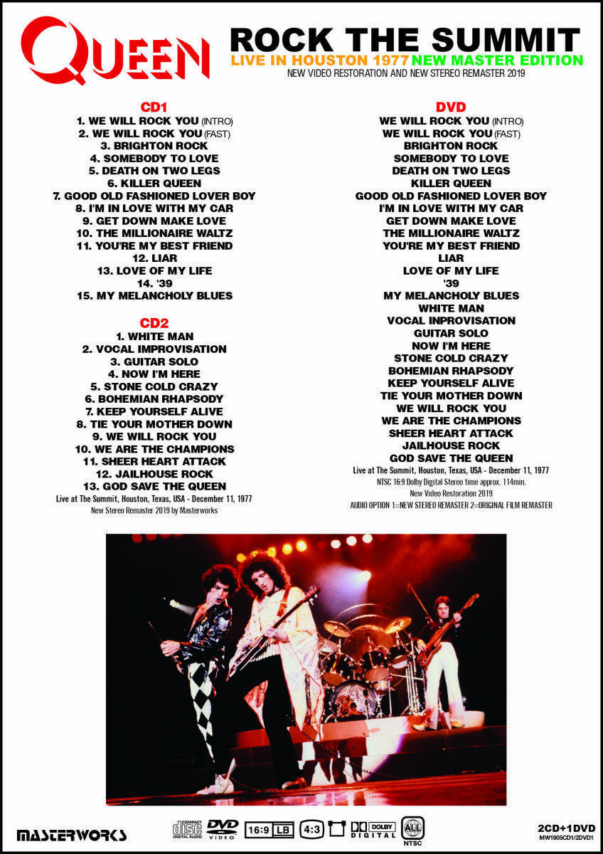 Queen Rock The Summit Live In Houston 1977 New Master 2020 Edition 2CD 1DVD Set