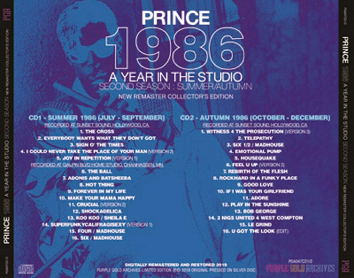 Prince 1986 A Year In The Studio Second Season Summer Autumn 2CD