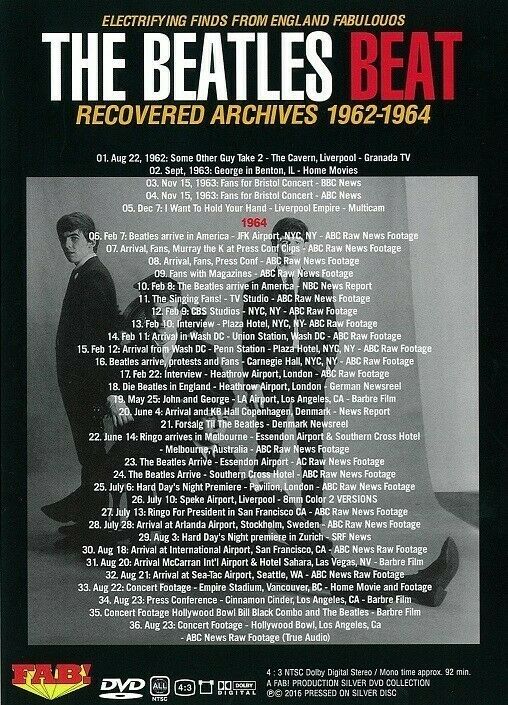 The Beatles Beat Recovered Archives 1962-1964 DVD 1 Disc 36 Tracks Music Rock