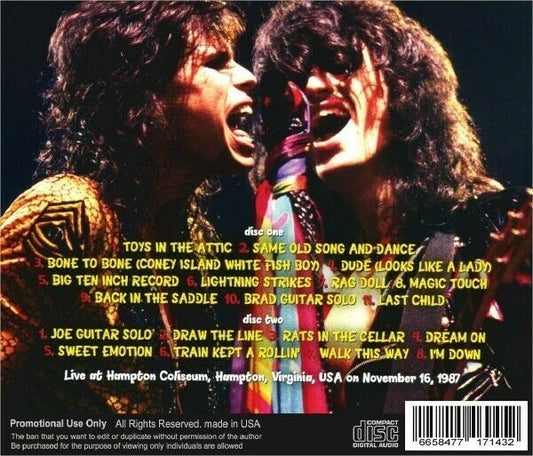 Aerosmith Complete Hampton 1987 November 16  Virginia CD 2 Discs Set Music