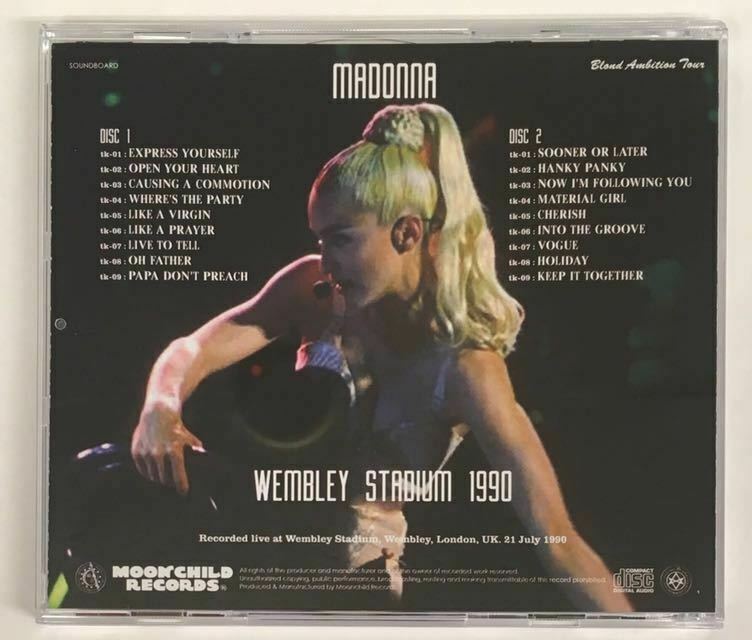 Madonna Wembley Stadium 1990 2CD Blond Ambition Tour Moonchild
