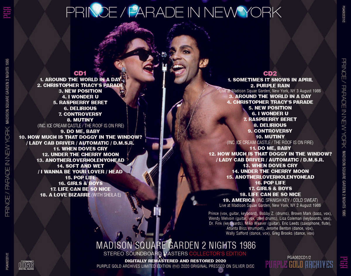 Prince Parade In New York Madison Square Garden 2 Nights 1986 Soundboard 2CD
