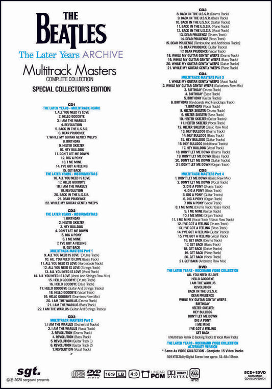 The Beatles The Later Years Archive Multitrack Masters 5 CD 1 DVD Set