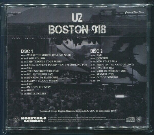 U2 / Boston 918 Joshua Tree Tour 1987 2CD Moonchild Records