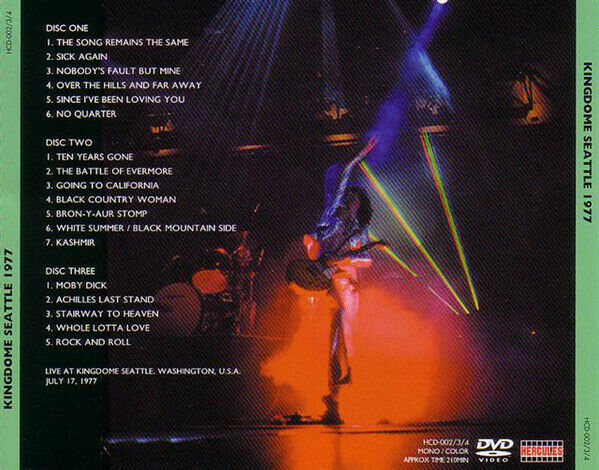 Led Zeppelin Kingdome Seattle 1977 3DVD