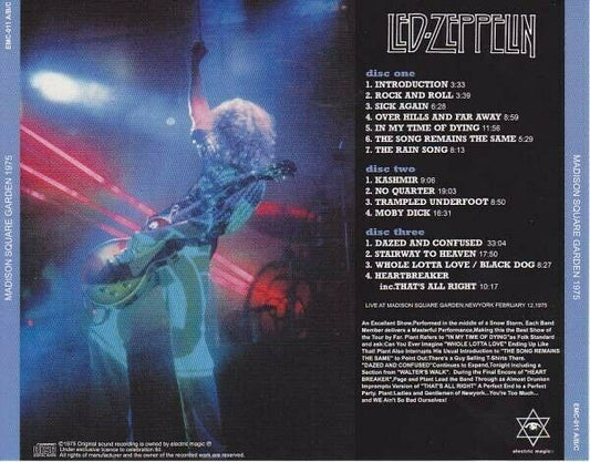 Led Zeppelin That's All Right New York MSG 1975 CD 3 Discs 15 Tracks Hard Rock