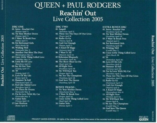 Queen Paul Rodgers 2005 Live Collection Reachin' Out CD 3 Discs 51 Tracks Music