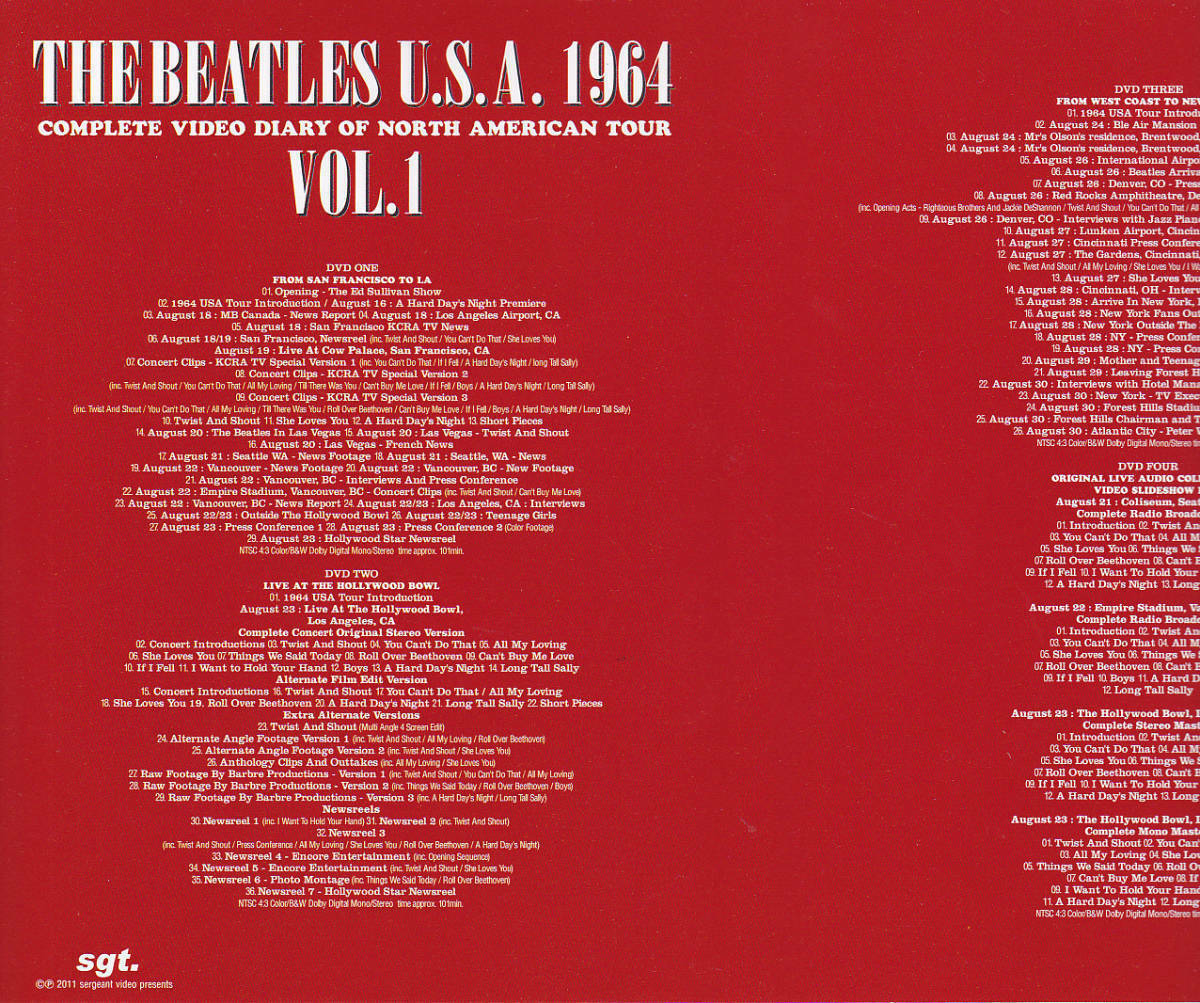 The Beatles / U.S.A 1964 Vol. 1 & 2 Set San Francisco Hollywood New York (8DVD)
