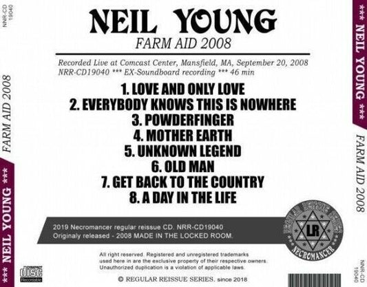 Neil Young FARM AID 2008 Comcast Center Mansfield MA CD 1 Discs Case