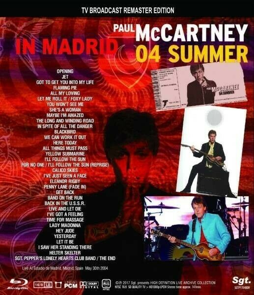 Paul McCartney Summer In Madrid TV Broadcast Remaster Edition Blu-ray SGT. Label
