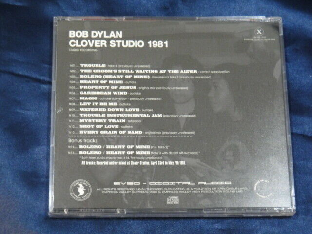 Bob Dylan Clover Studio 1981 CD 1 Disc 15 Tracks Empress Valley