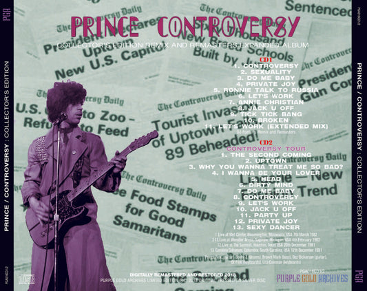 Prince Controversy Collector's Edition 2CD 1981 & 1982 Remix And Remasters