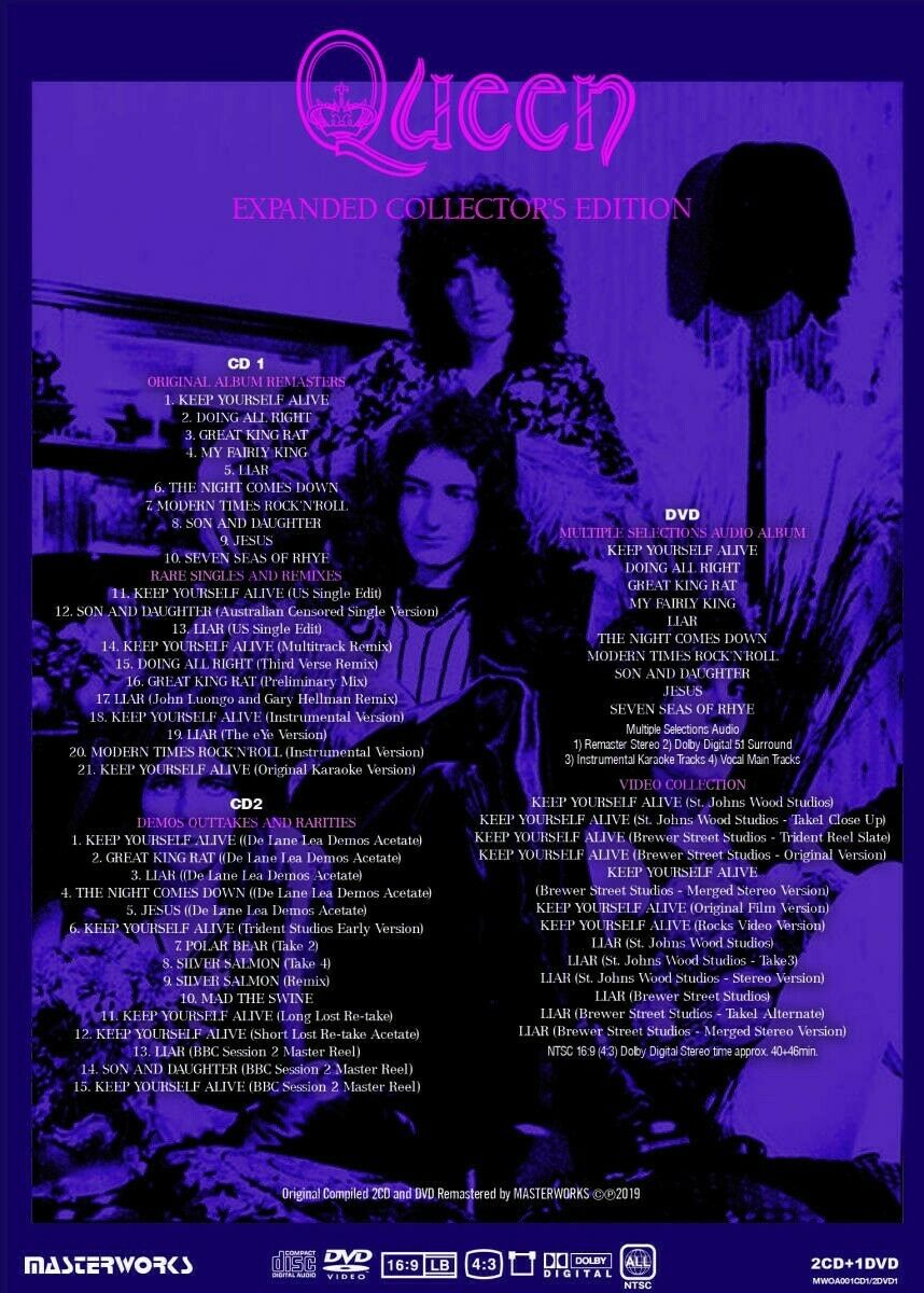 Queen Expanded Collector's Edition New Remasters 2CD 1DVD Set