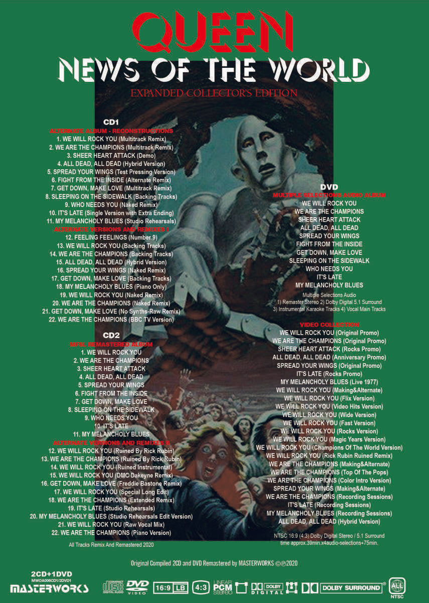 Queen News Of The World Expanded Collector's Edition 2CD 1DVD Set 44 Tracks