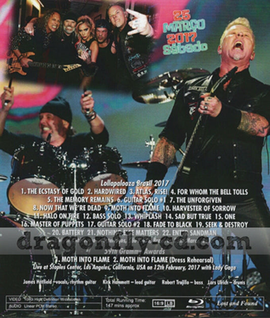 Metallica Lollapalooza Brazil 2017 Blu-ray 24 Tracks PRO shot 1BDR