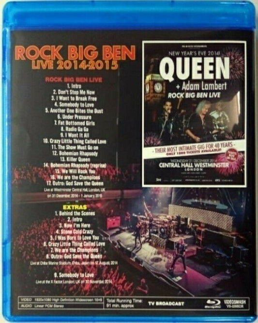 Queen Adam Lambert Rock Big Ben Live 2014-2015 Blu-ray 1BDR