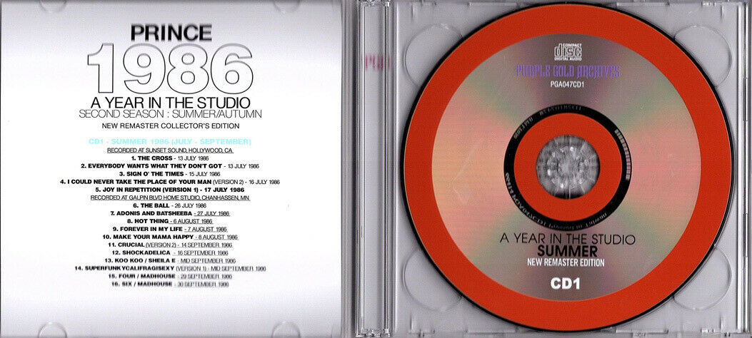 PRINCE 1986 A Year In The Studio First Season Second Season 4CD Set