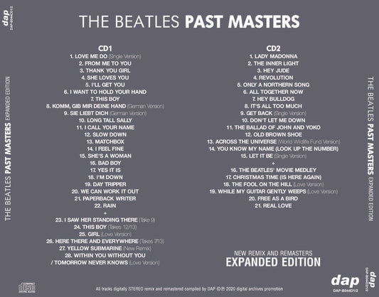 The Beatles Past Masters New Remix And Remasters 2020 CD 2 Discs 49 Tracks Music