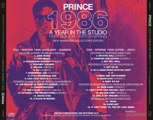 Prince A Year In The Studio First Season Winter Spring 1986 2CD