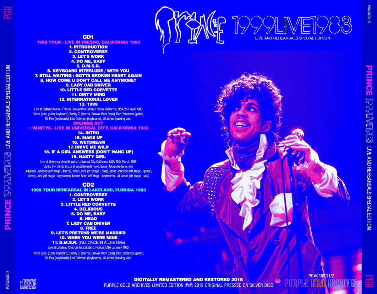 PRINCE 1999 Live 1983 Live And Rehearsals Special Edition 2CD