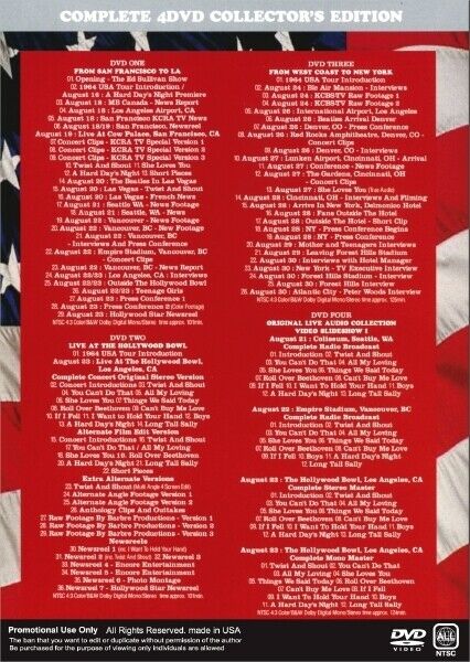 The Beatles USA 1964 Vol1 Complete Video Diary Of North American Tour 4DVD Music