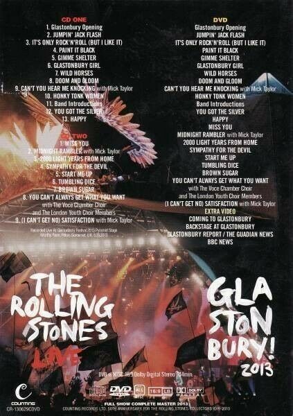 The Rolling Stones Glastonbury! 29th June 2013 2CD 1DVD Set Music Rock F/S
