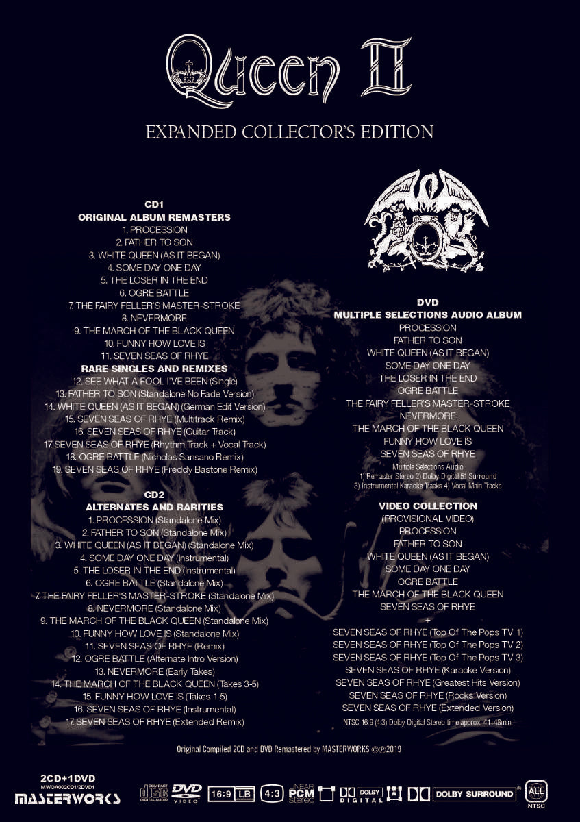 Queen II Expanded Collector's Edition New Remasters 2CD 1DVD Set