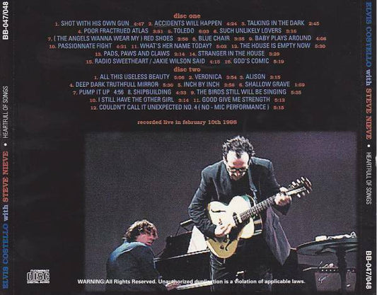 Elvis Costello With Steve Nieve Japan 1998 Feb 10 Heartfull Of Songs CD 2 Discs