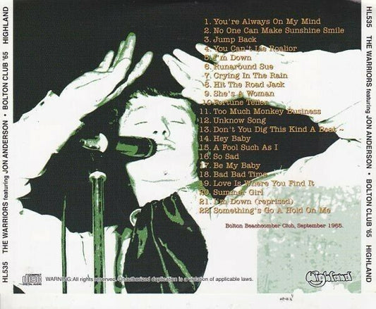 The Warriors Featuring Jon Anderson ?Bolton Club 1965 CD 1 Discs 22 Tracks F/S