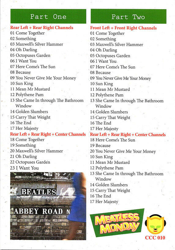 The Beatles Abbey Road 5.1 Channels Copy Cat 2CD Booklet 51 Tracks