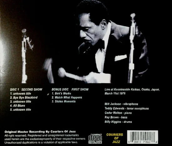 MILT JACKSON & RAY BROWN TRIO feat TEDDY EDWARDS / Live in Osaka 1976 (1CDR+Bonus CDR)