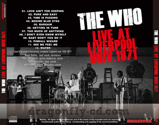 THE WHO / LIVE AT LIVERPOOL UNIV. 1971 (1CDR)