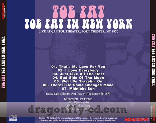 TOE FAT / TOE FAT IN NEW YORK (1CDR)