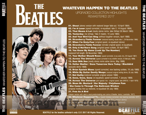 THE BEATLES / WHATEVER HAPPEN TO THE BEATLES Soundobard (1CDR)
