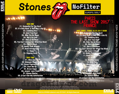 THE ROLLING STONES / NO FILTER TOUR PARIS THE LAST SHOW 2017 (2CDR+1DVDR)