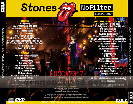 THE ROLLING STONES / NO FILTER TOUR LUCCA, ITALY 2017 (2CDR+1DVDR)