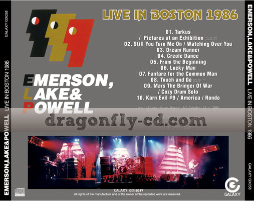 EMERSON, LAKE & POWELL / DAL VIVO A BOSTON 1986 (1CDR)