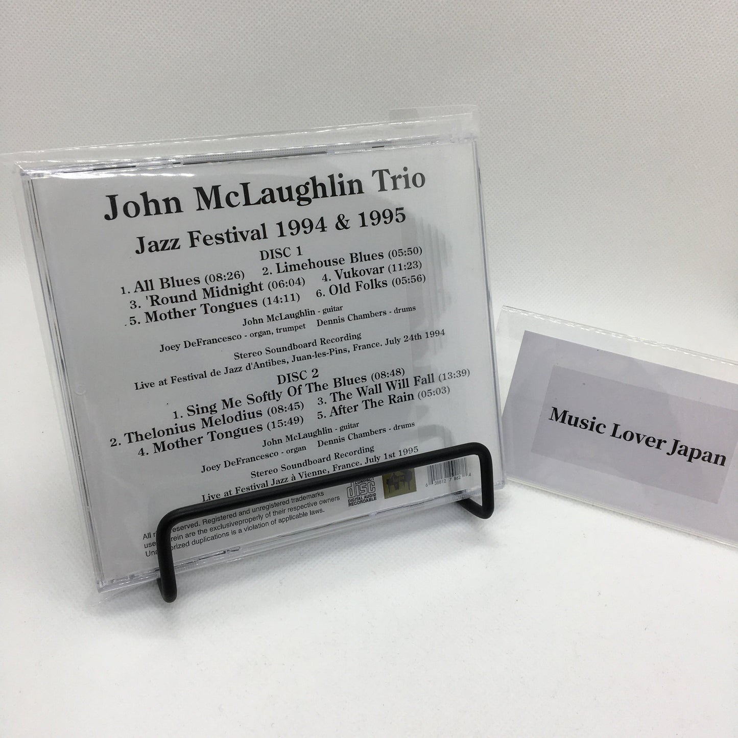 John McLaughlin Trio / Festival de Jazz 1994 y 1995 MESA DE SONIDO ESTÉREO (2 CD)