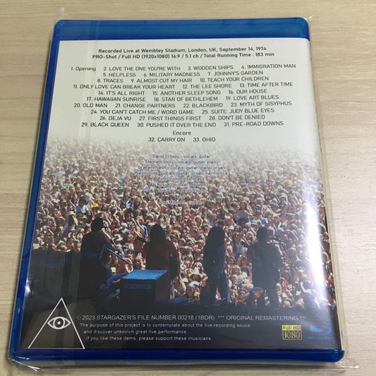 CROSBY, STILLS, NASH & YOUNG / 2023 UPGRADE VERSION LIVE AT WEMBLEY STADIUM 1974 COMPLETE SHOW (1BDR)