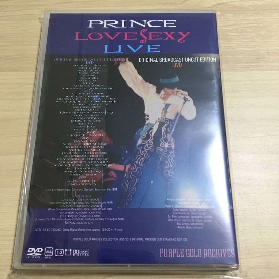 PRINCE / LOVESEXY LIVE ORIGINAL BROADCAST UNCUT EDITION DVD Silver Disc