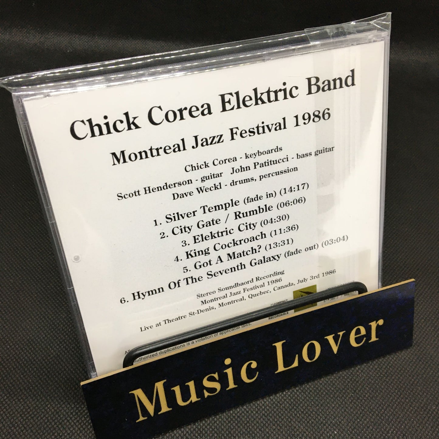 CHICK COREA / MONTREAL JAZZ FESTIVAL 1986 STEREO SOUNDBOARD (1CDR)