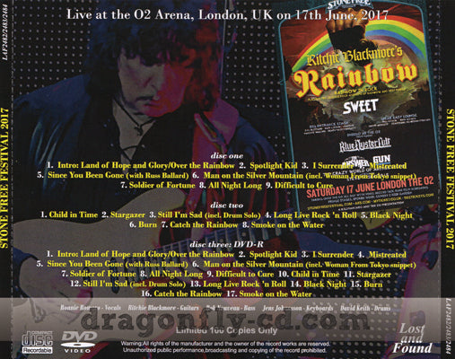 RITCHIE BLACKMORE'S RAINBOW / STONE FREE FESTIVAL 2017 (2CDR+1DVDR)