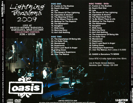 OASIS / LIGHTNING BADALONA 2009 (2CDR+1DVDR)