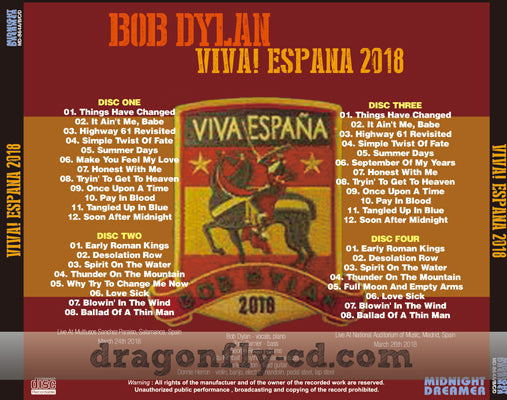BOB DYLAN / VIVA! ESPANA 2018 (4CDR)