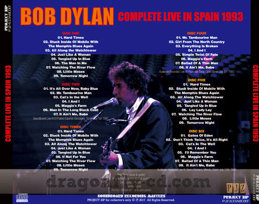 BOB DYLAN / COMPLETE LIVE IN SPAIN 1993 Soundboard (6CDR)