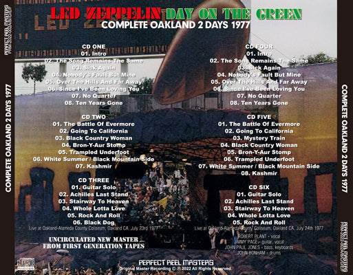LED ZEPPELIN / DAY ON THE GREEN COMPLETE OAKLAND 2 DAYS 1977 California 6CDR
