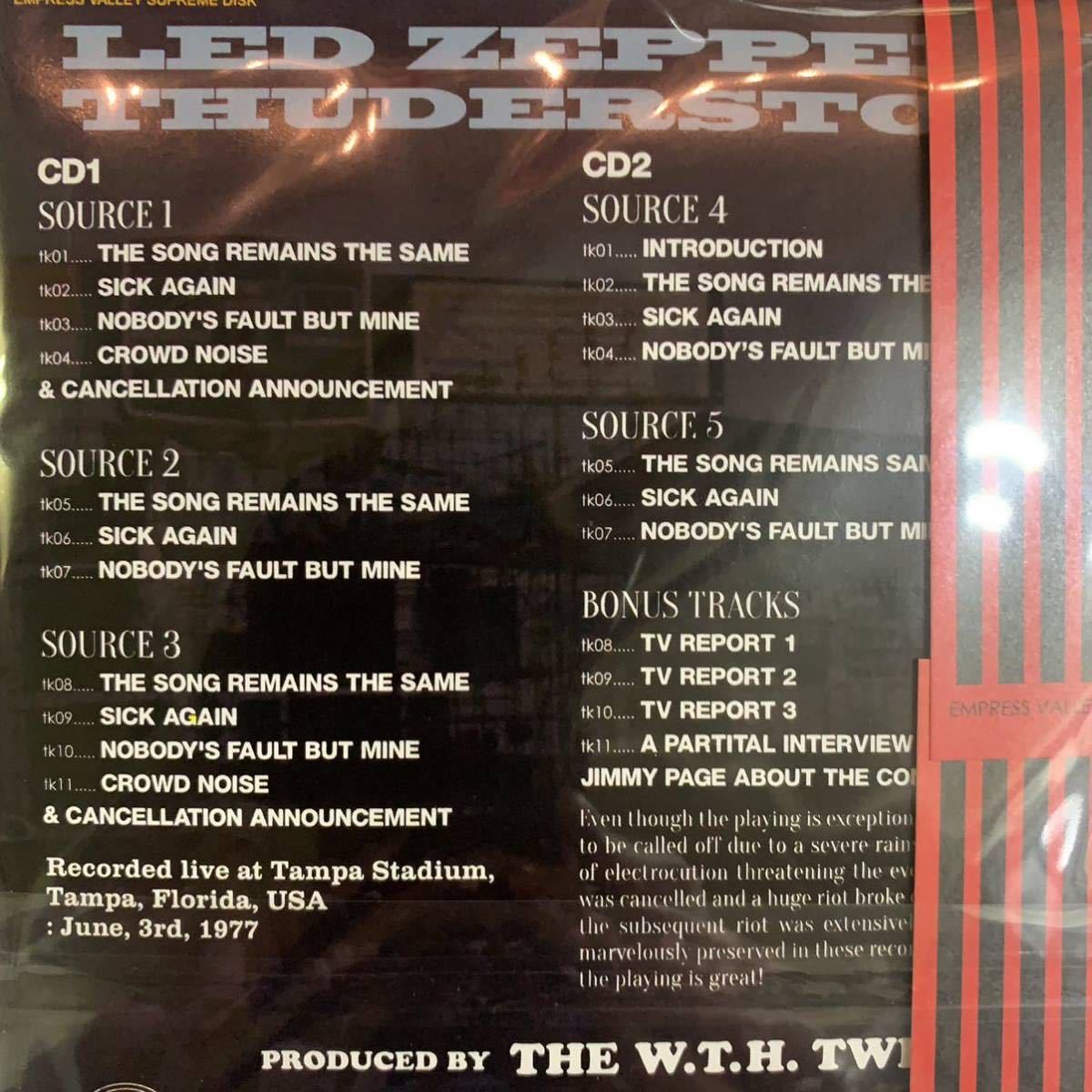 LED ZEPPELIN /  THUNDER STORM TAMPA STADIUM 1977 promo version (2CD)